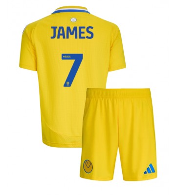 Leeds United Daniel James #7 Borta Kläder Barn 2024-25 Kortärmad (+ Korta byxor)